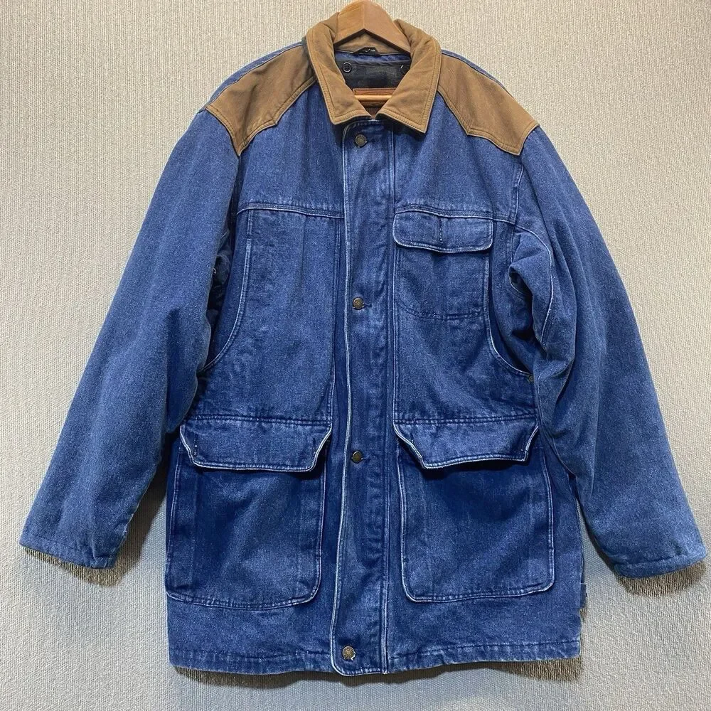 Vintage Hunt Club Denim Jacket Mens XLT Removable Lining Flannel Lined